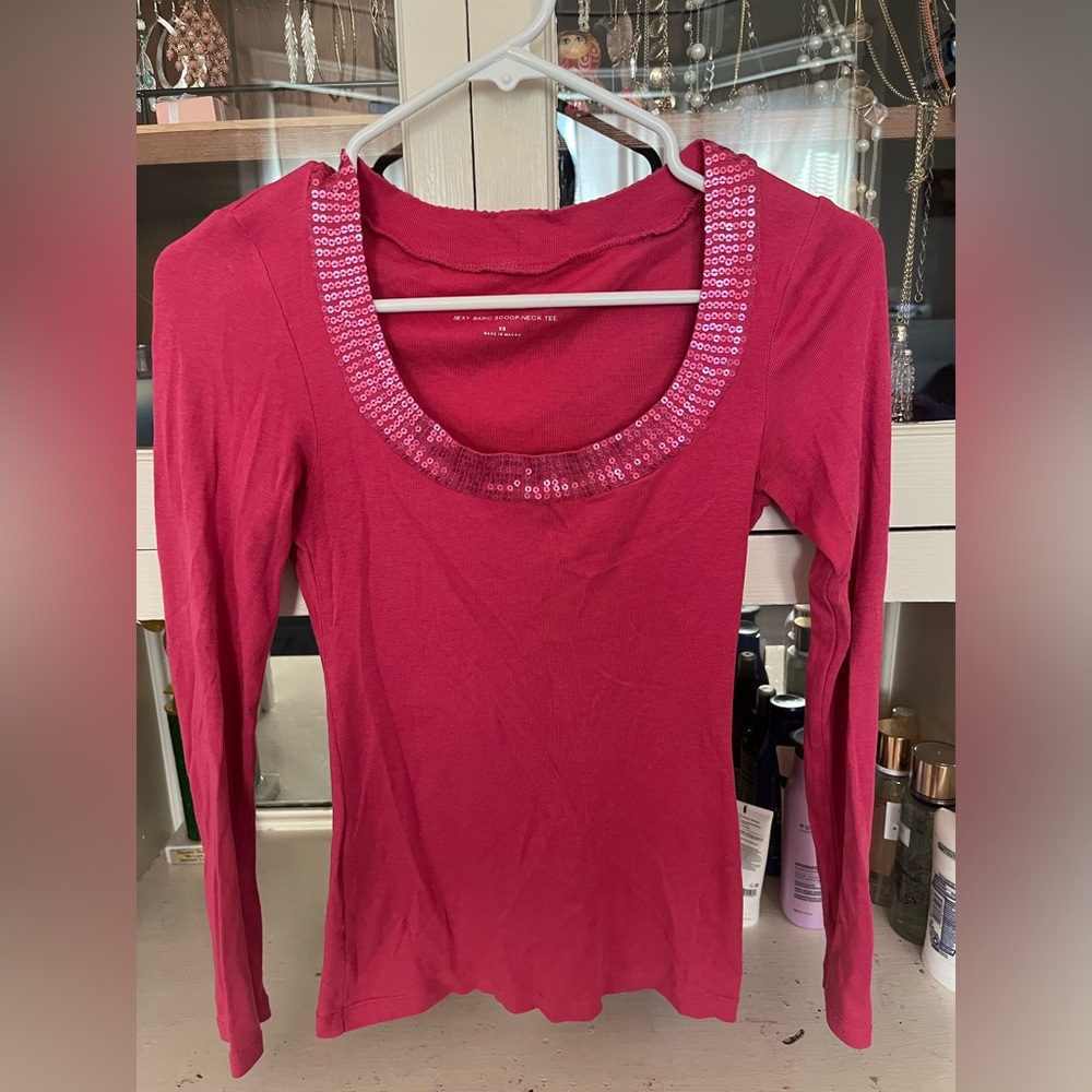 Express Low Cut Sexy Blouse With Sequin Collar XS.